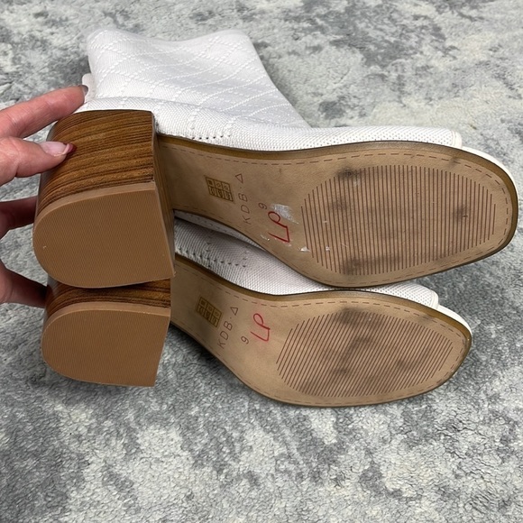 Kelsi Dagger Macey Stretch Diamond Knit Sock Boot Vanilla White Open Toe Sz 9 - Picture 10 of 14